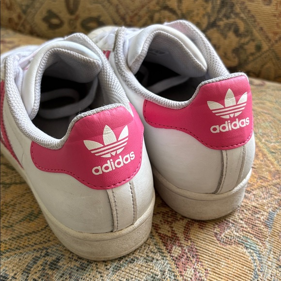 Adidas Superstar White Barbie Pink Stripes Sneakers Leather Shell Toe Women’s 6 - Picture 8 of 12